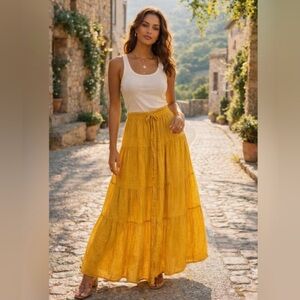 Maeve Mustard Yellow Maxi Skirt, size M